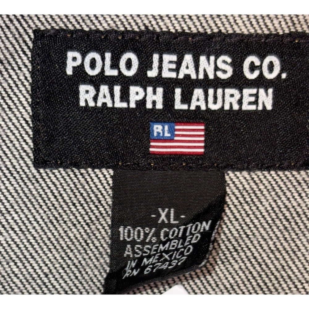 Vintage Ralph Lauren Jeans Co Denim Trucker Jacket Mens XL Black Jean - Picture 7 of 9